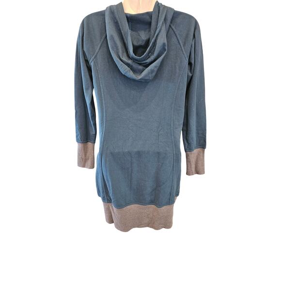 Toad & Co Intermosso Hooded pocket Dress organic cotton teal blue EUC XS lounge - Picture 2 of 10